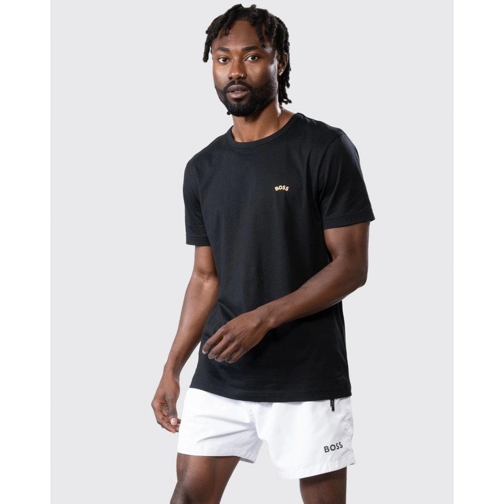 Hugo Boss Green Mens Curved Logo T-Shirt - Black - Size Small